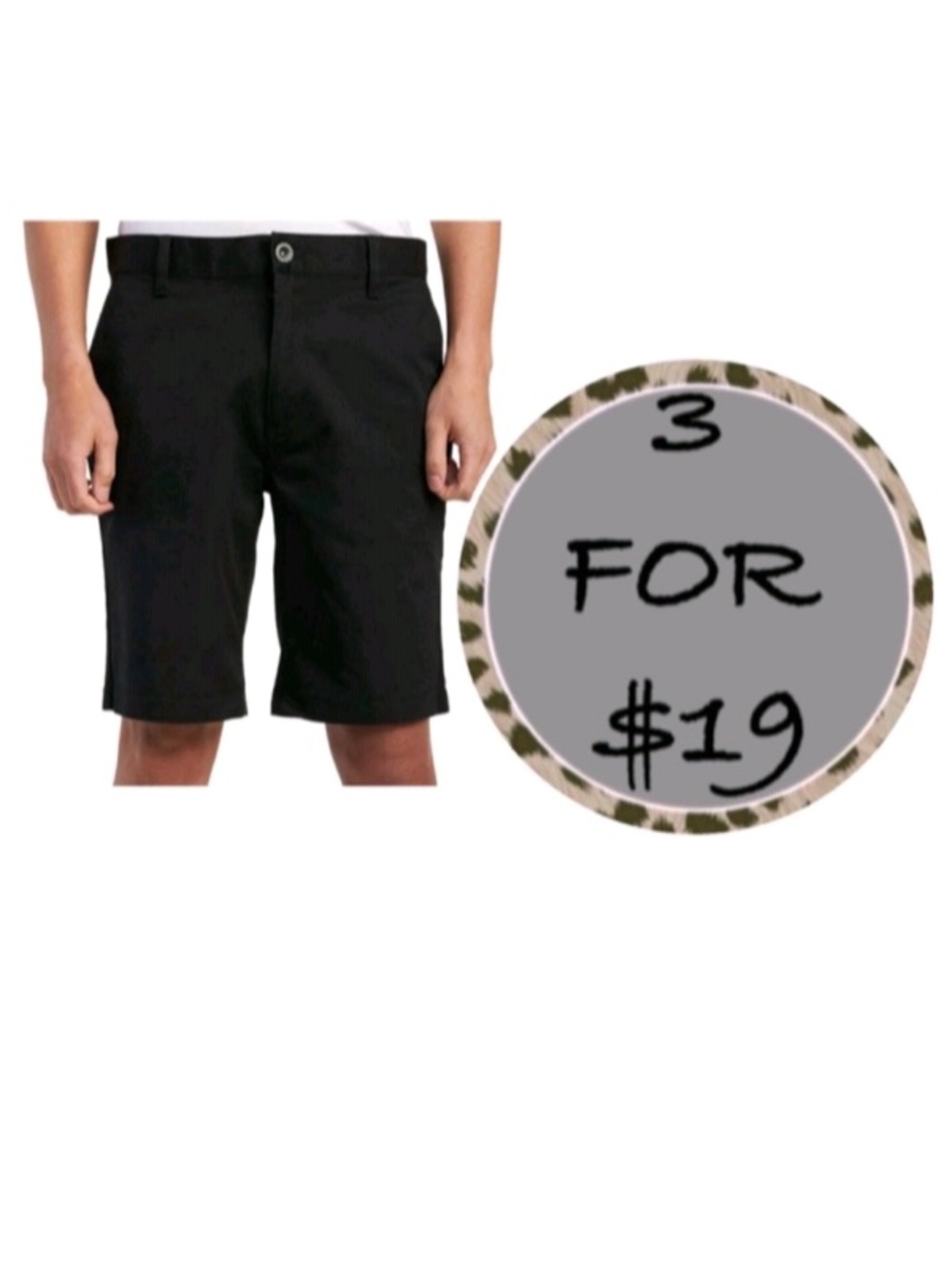 3/$19 RVCA Weekend Stretch black chino Shorts